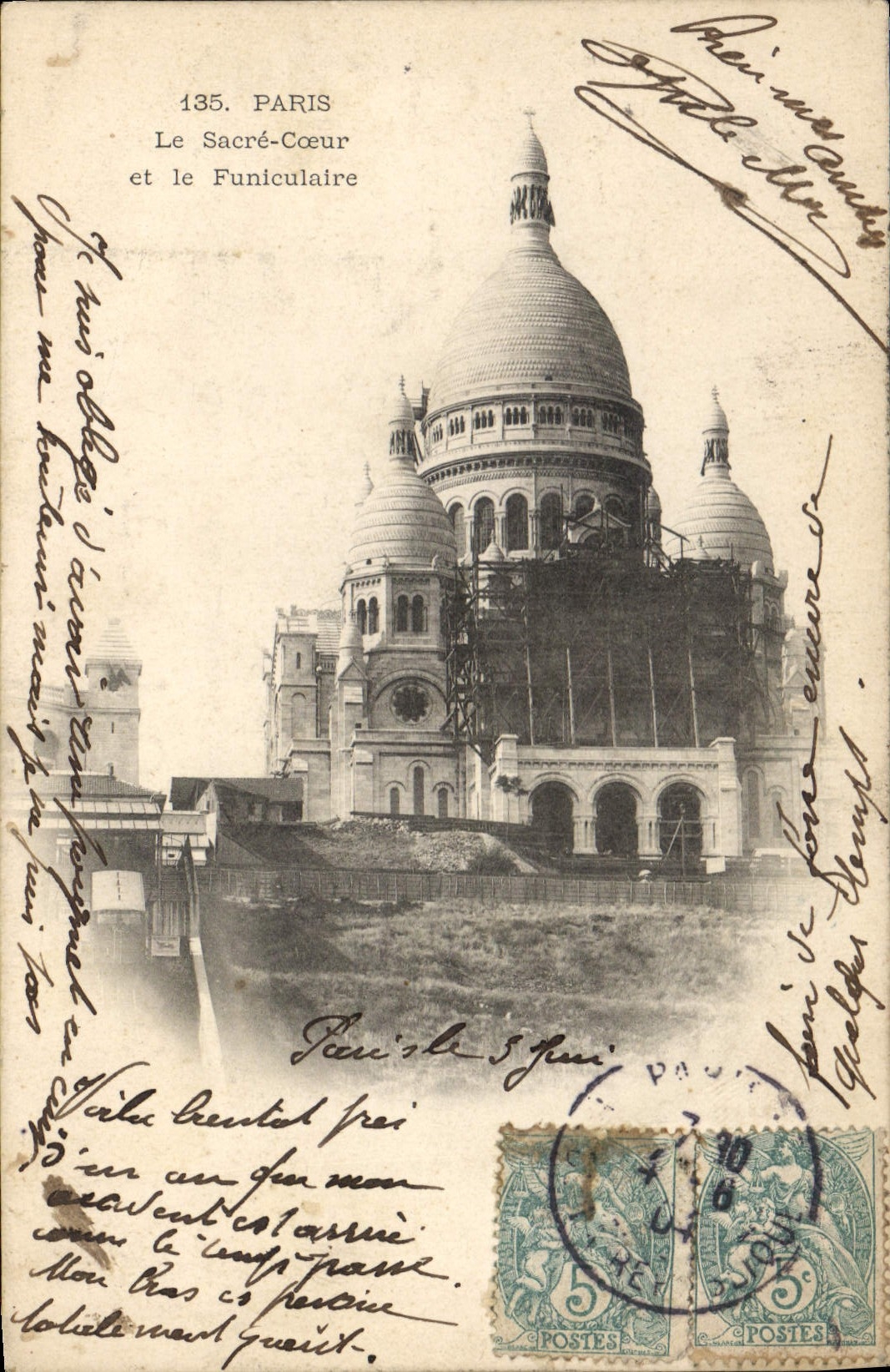 CPA Paris le Sacre Coeur et le Funiculaire