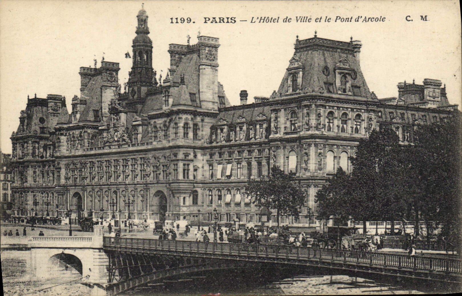 CPA Paris l'hotel de Ville et le Pont d'Arcole 