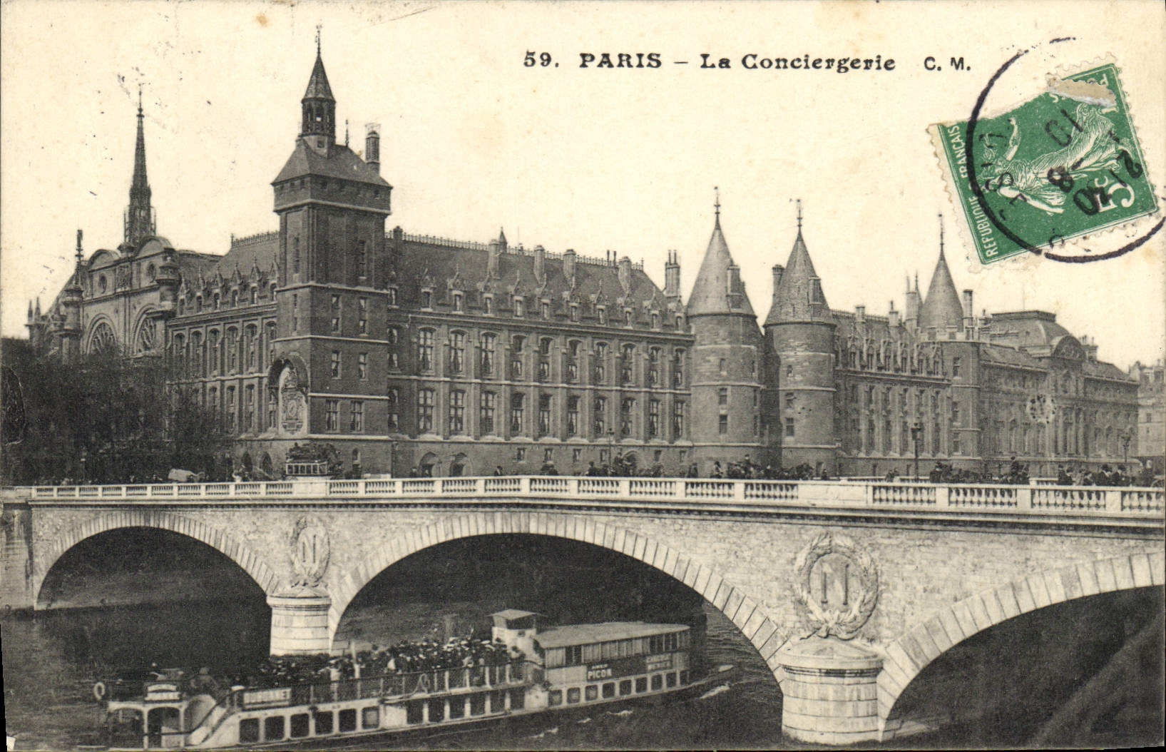 CPA Paris la Conciergerie Bateau
