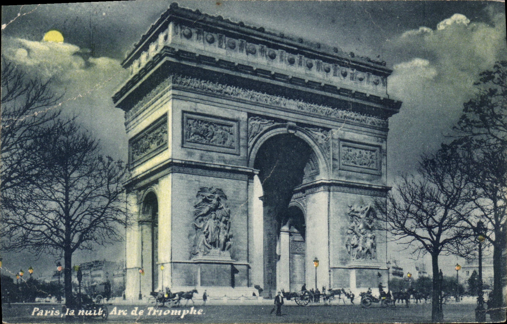 CPA Paris la nuit Arc de Triomphe 