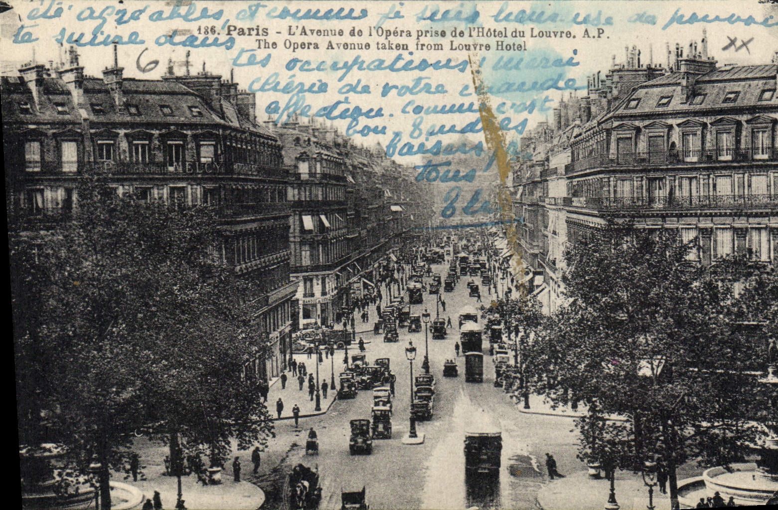 CPA Paris L'Avenue de l'Opera prise de l'Hotel du Louvre 