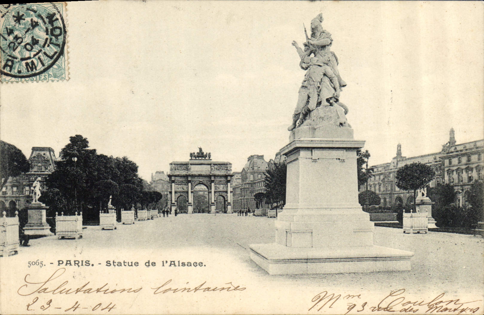 CPA Paris Statue de l'Alsace 