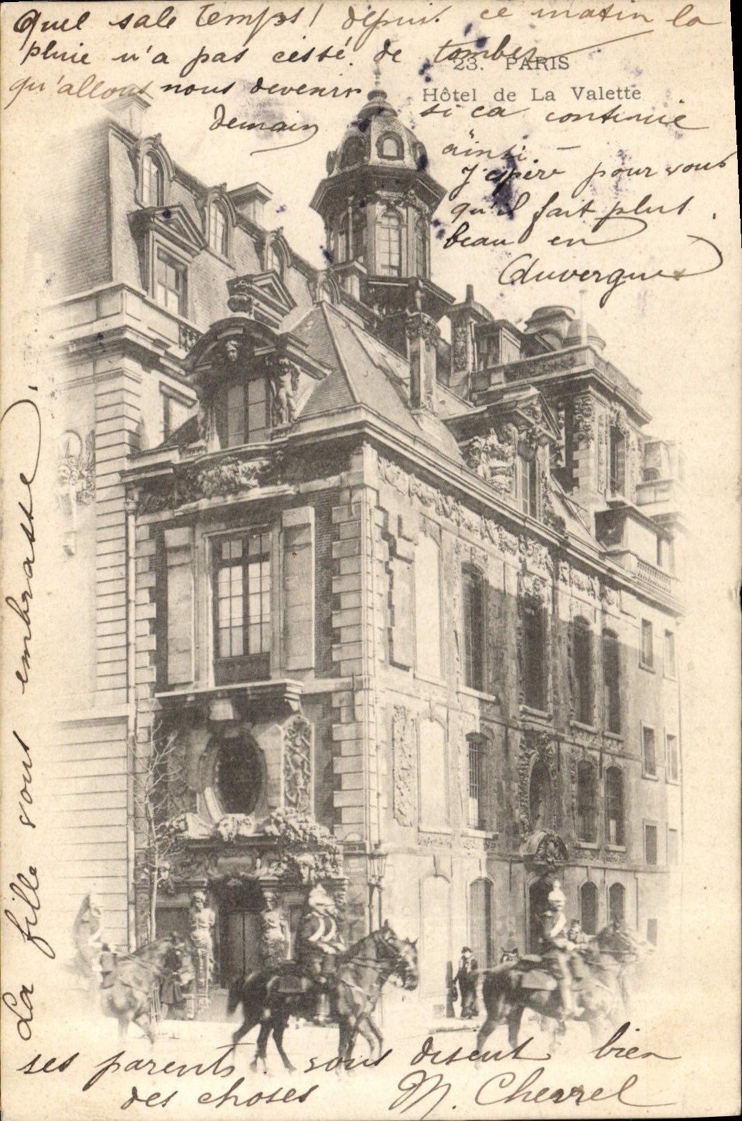 CPA Paris Hotel de la Valette Militaria Dragons