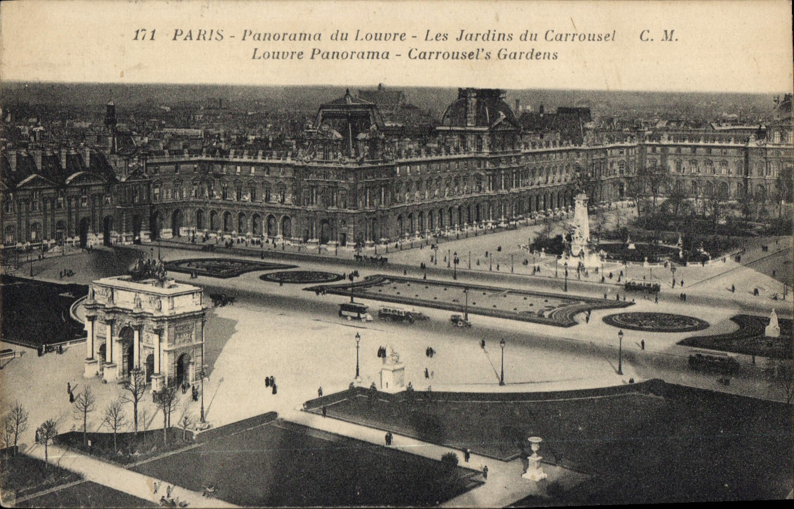 CPA Paris Panorama du Louvre Les Jardins du Carrousel