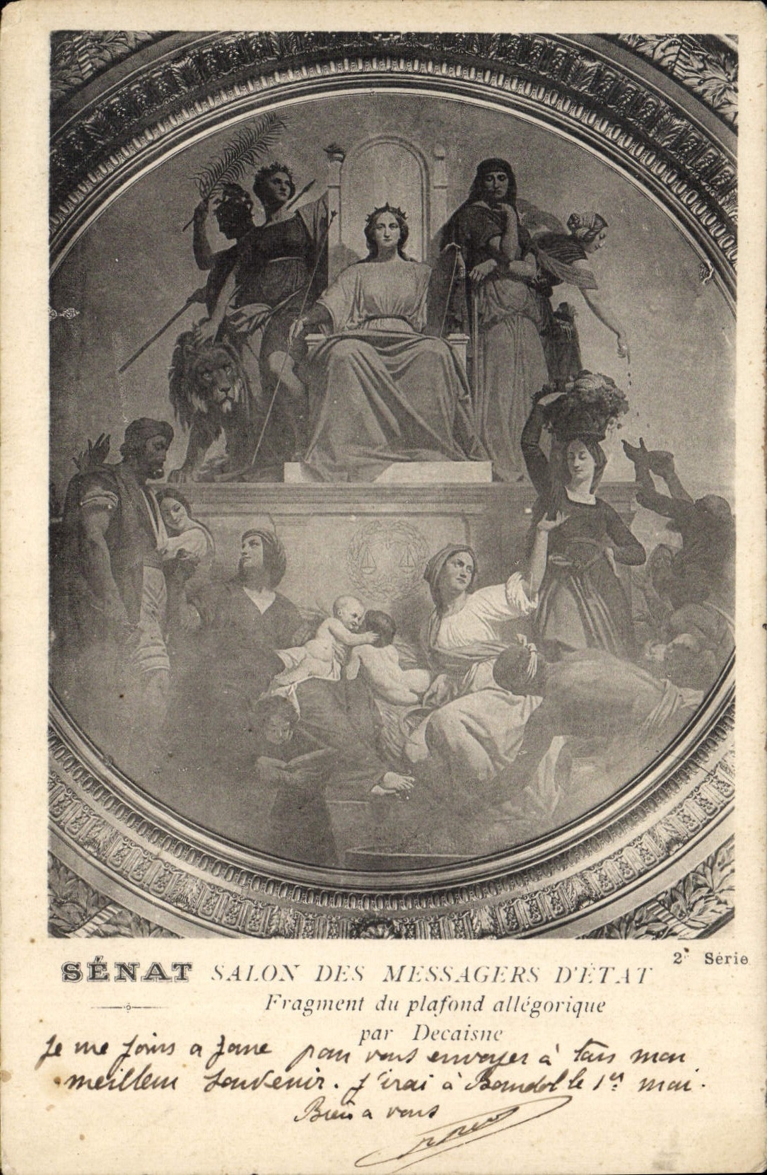 CPA Senat Salon des Messagers d'Etat Fragement du Plafond allegorique par Decaisne