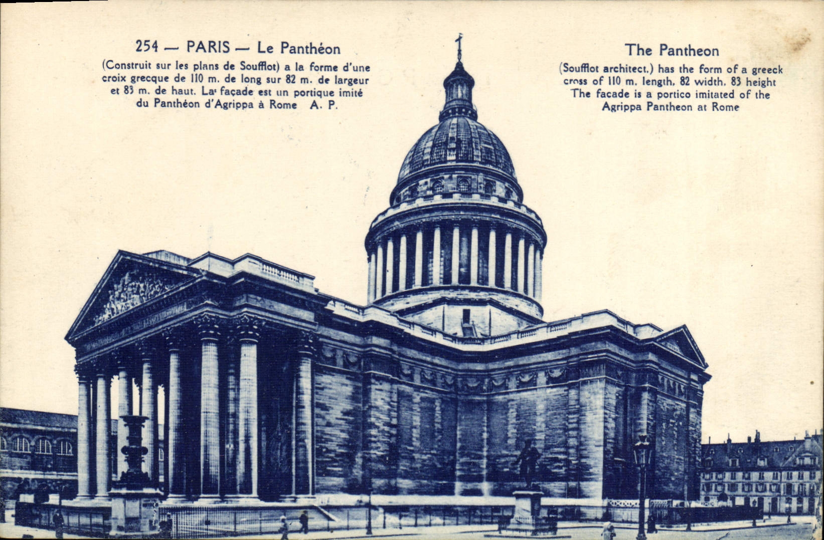CPA Paris le Pantheon Construit sur les Plans de Soufflot a la Ferme d'une croix Grecque 