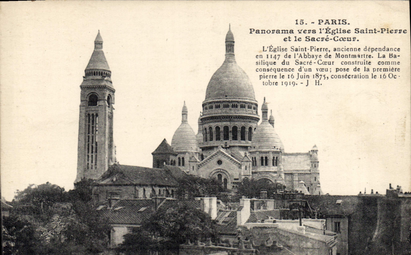 CPA Paris Panorama vers l'eglise Saint Pierre et le Sacre Coeur 