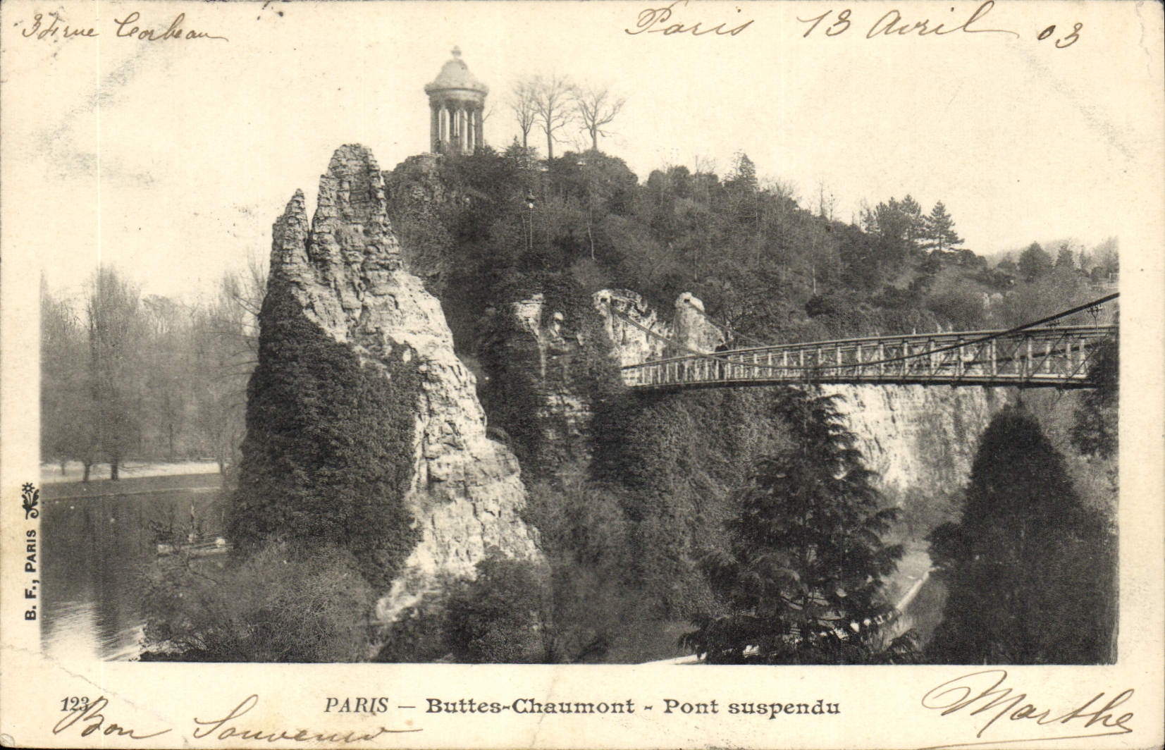 CPA Paris Buttes Chaumont Pont suspendu 