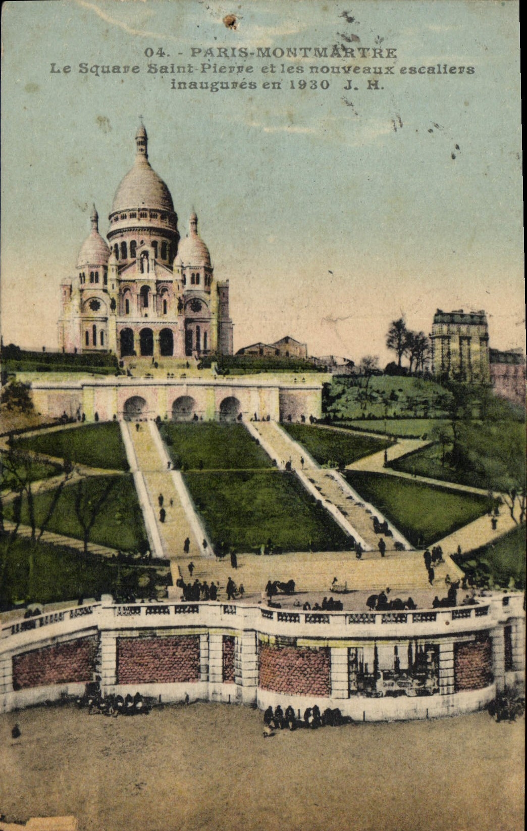 CPA Paris Montmartre le Square Saint Pierre et les Nouveaux escaliers Inaugures en 1930