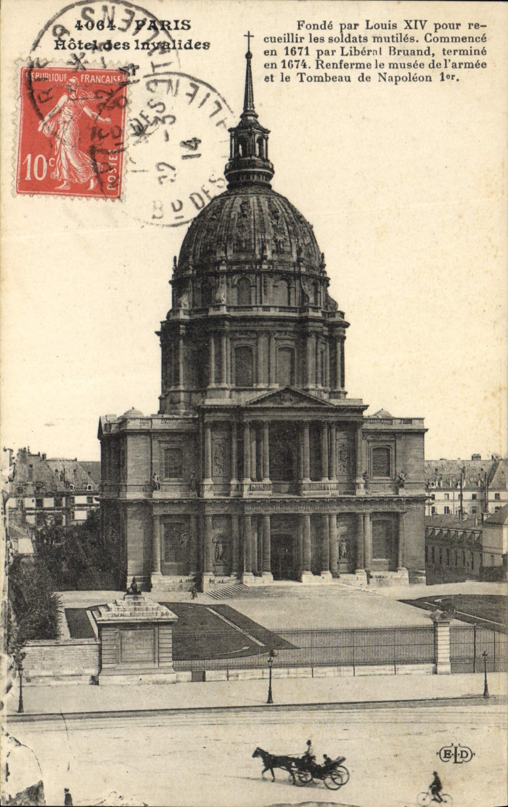 CPA Paris Hotel des Invalides Fonde par Louis XIV pour recueillis les Soldats Mutiles Commence en 16