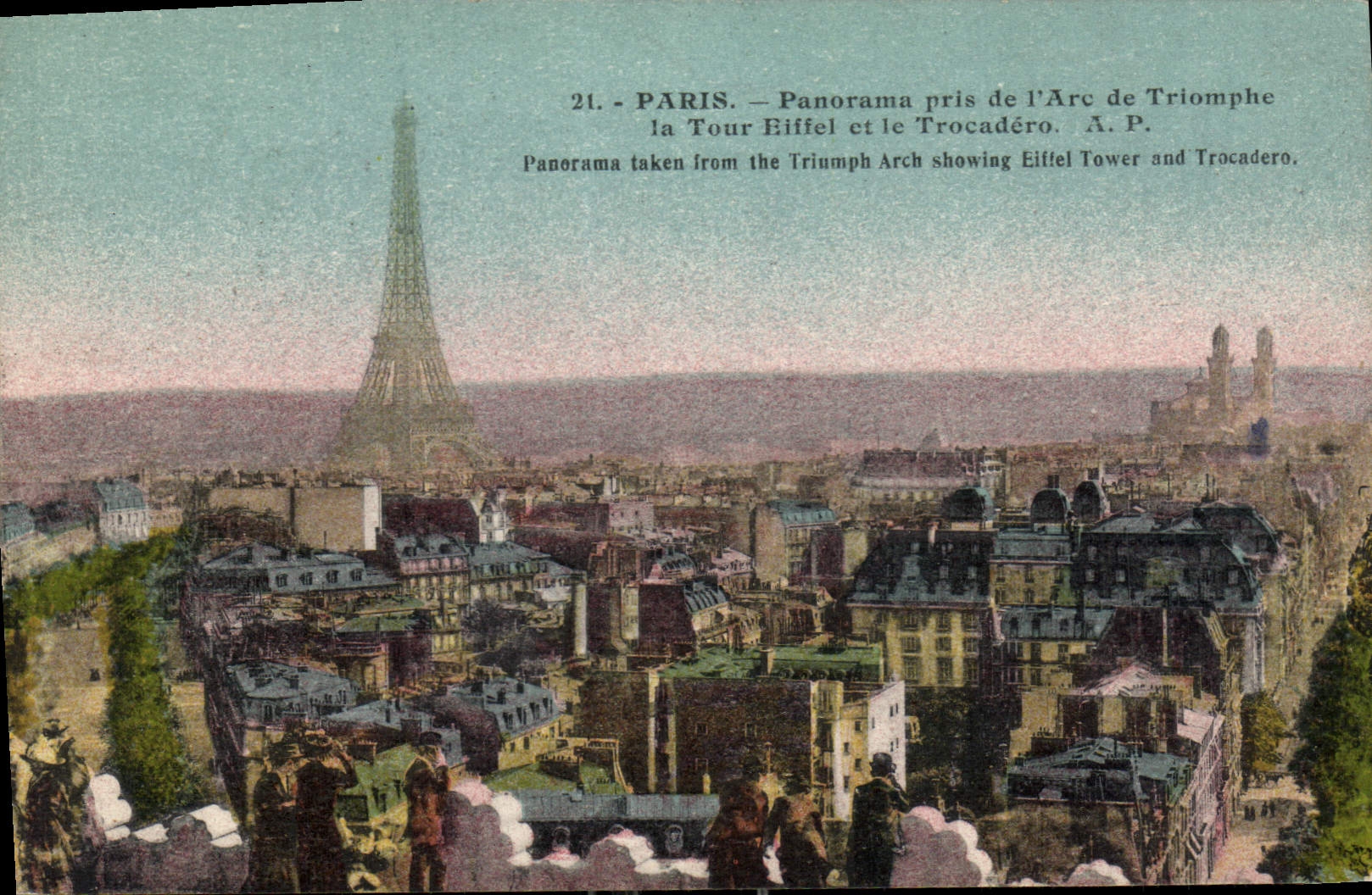 CPA Paris Panorama pris de l'Arc de Triomphe la Tour Eiffel et le Trocadero 