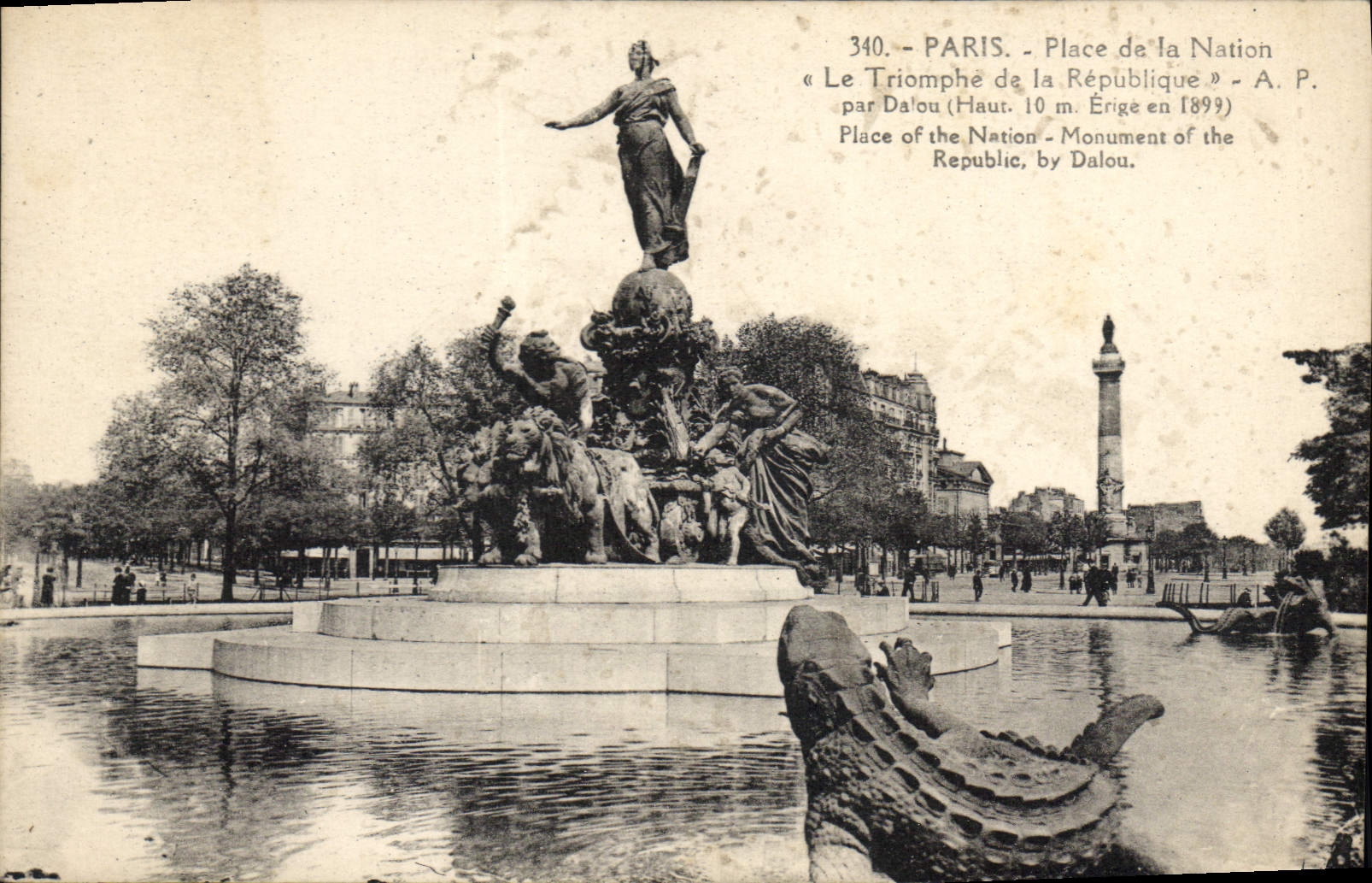 CPA Paris Place de la Nation le Triomphe de la Republique Par Dalou erige en 1899