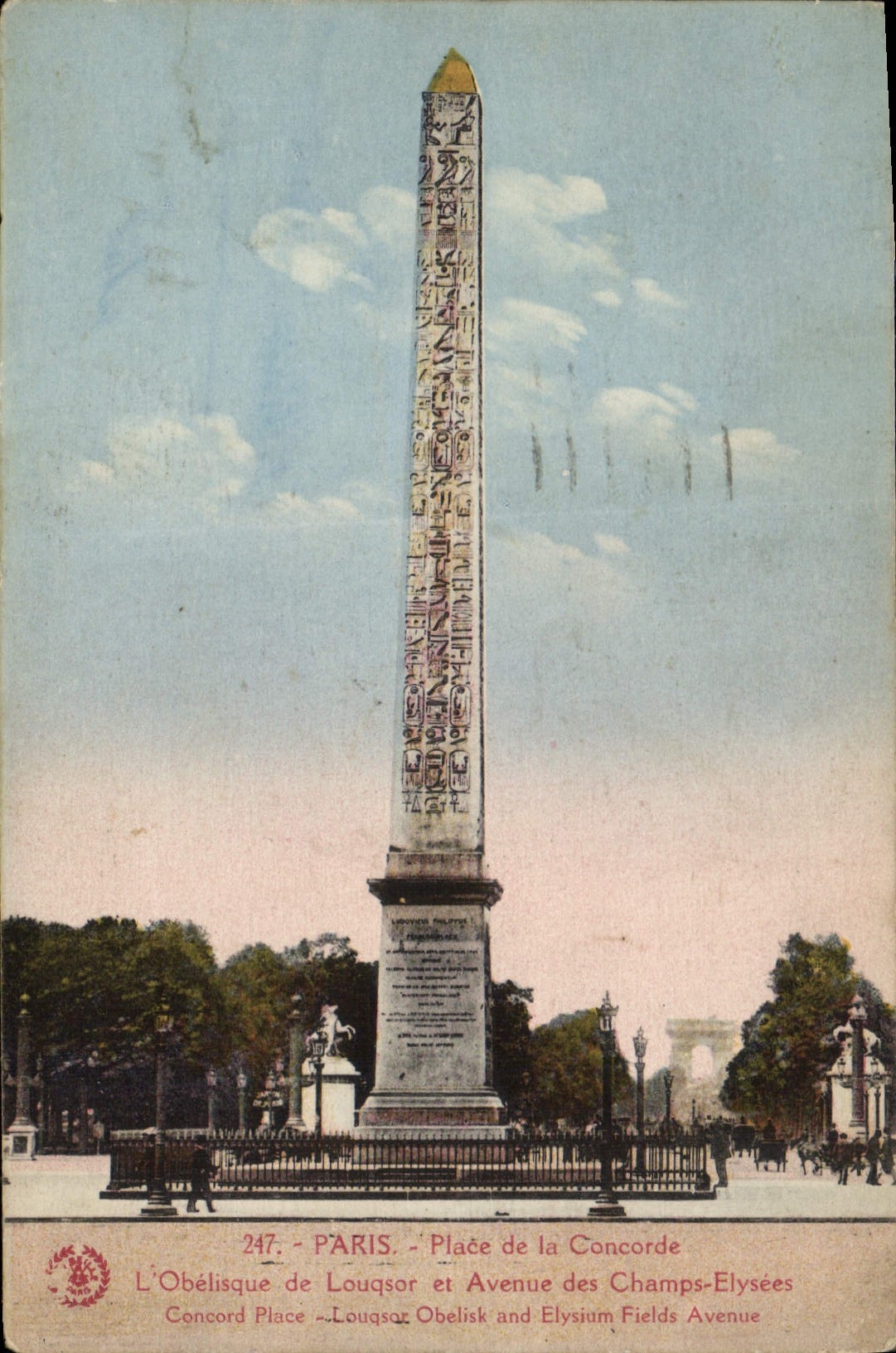 CPA Paris Place de la Concorde L'Obelisque de Louqsor et Avenue des Champs Elysees