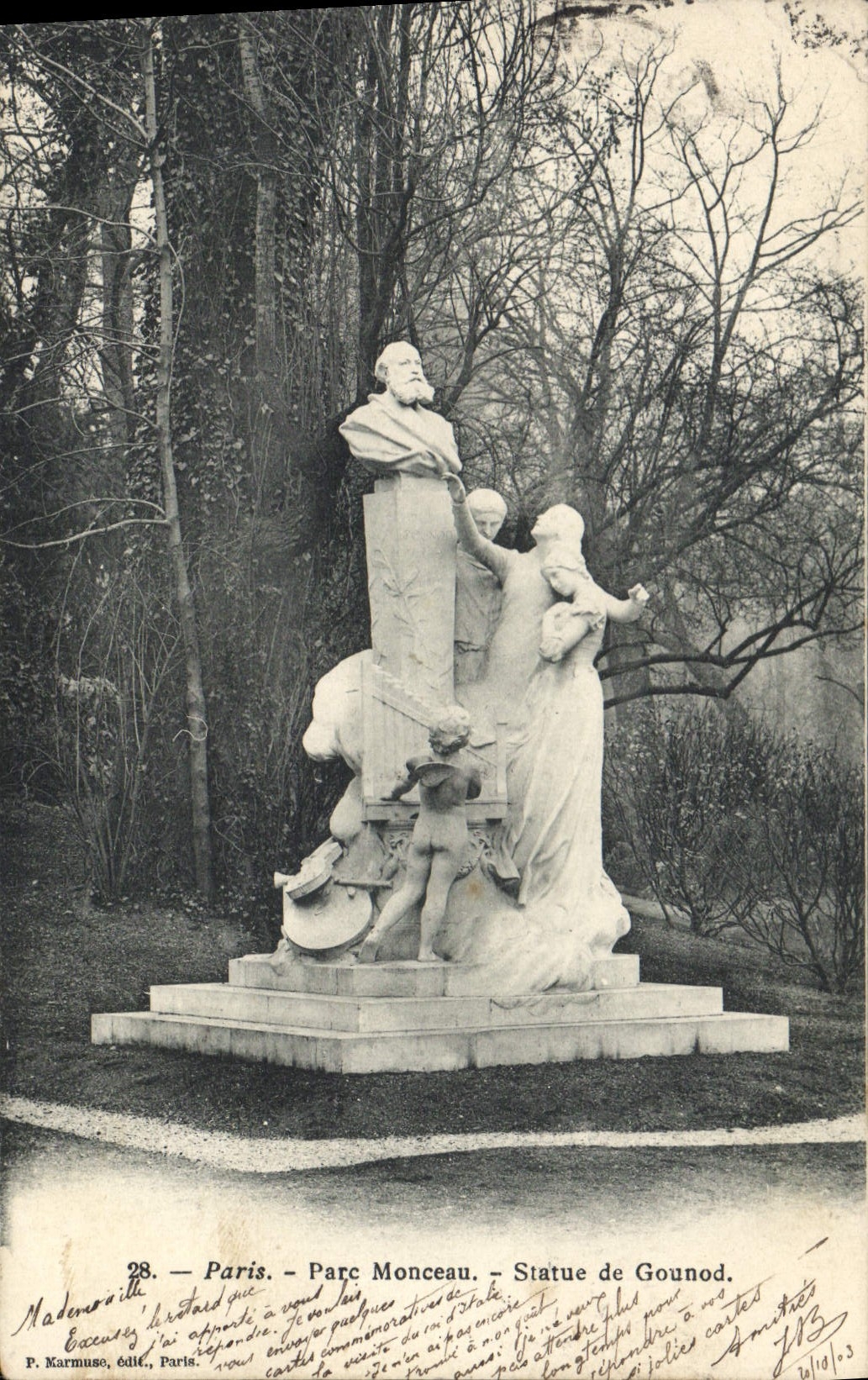 CPA Paris Parc Monceau Statue de Gounod