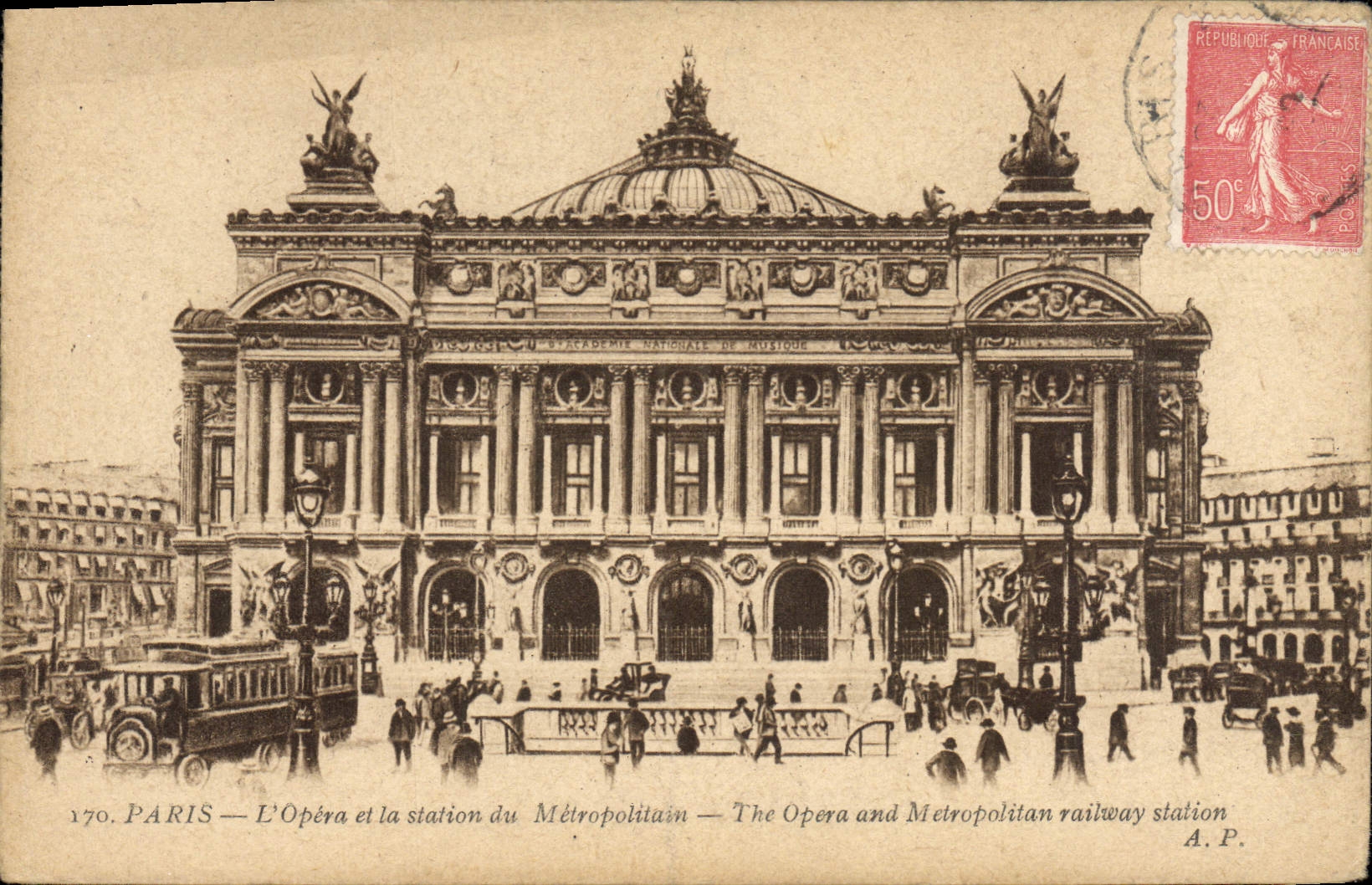 CPA Paris L'Opera et la Station du Metropolitan 