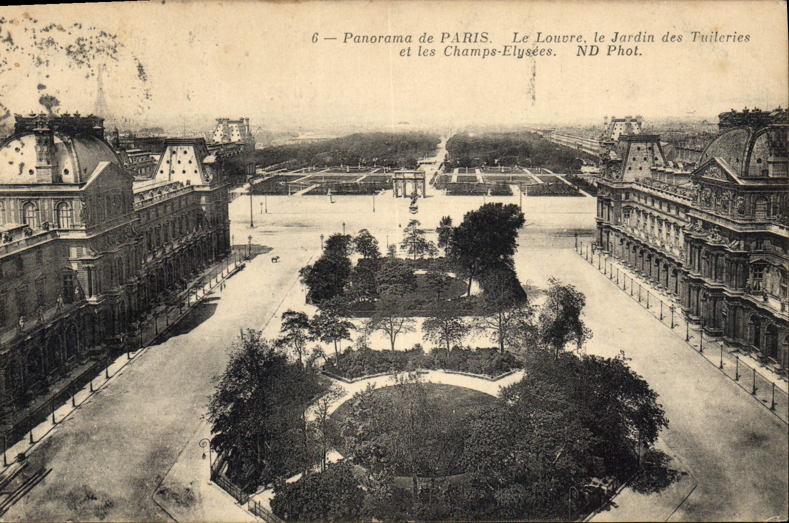 CPA Panorama de Paris Le Louvre le Jardin des Tuileries et les Champs Elysees 