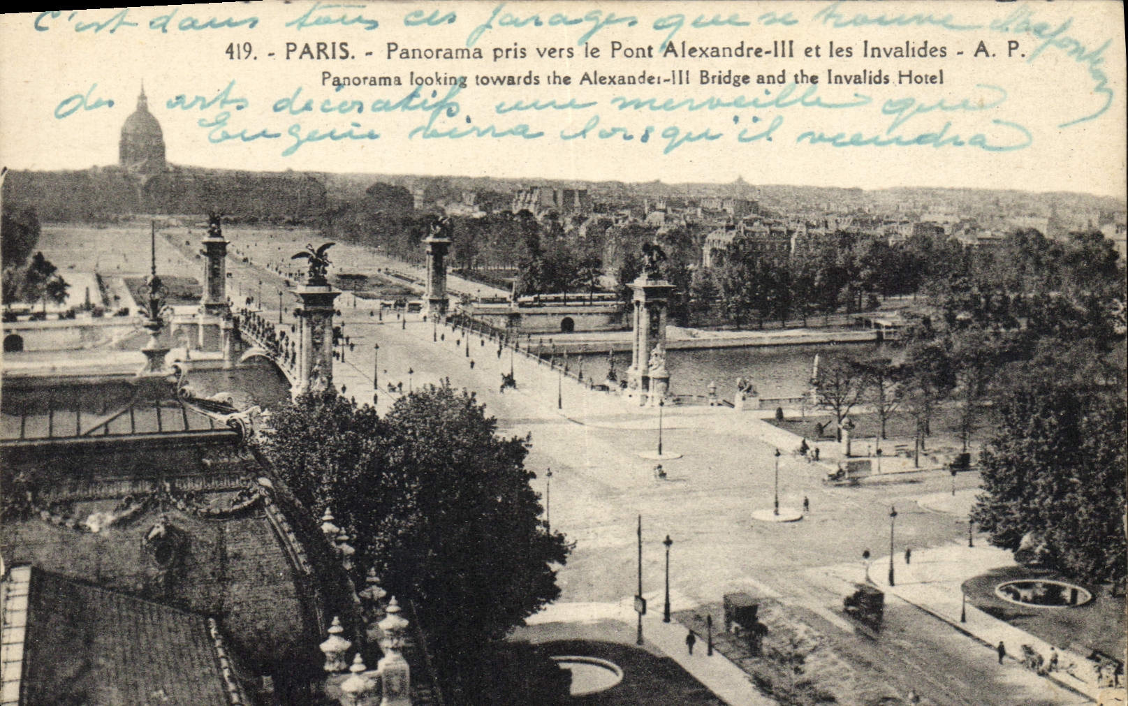 CPA Paris Panorama pris vers le Pont Alexandre III et les Invalides