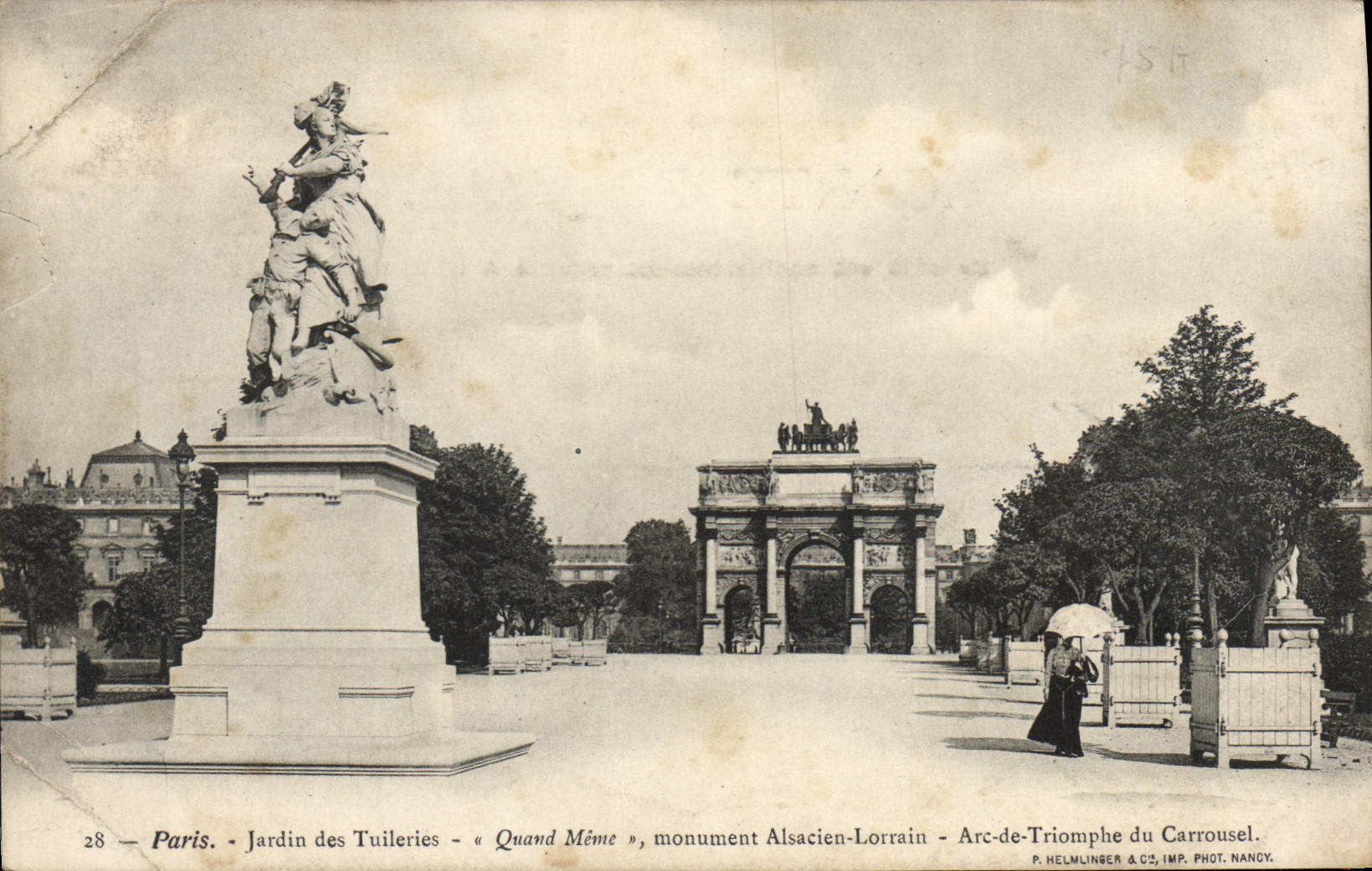 CPA Paris Jardin des Tuileries Quand Meme monument Alsacien Lorrain