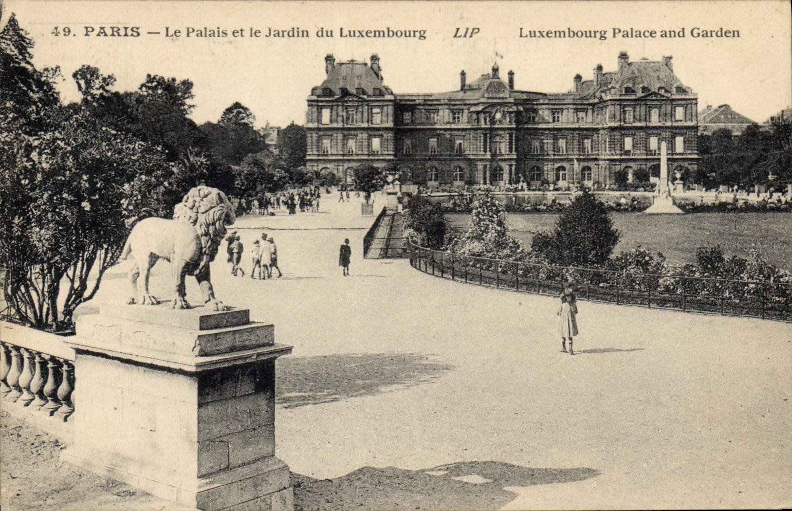 CPA Paris Le Palais et le Jardin du Luxembourg Lion