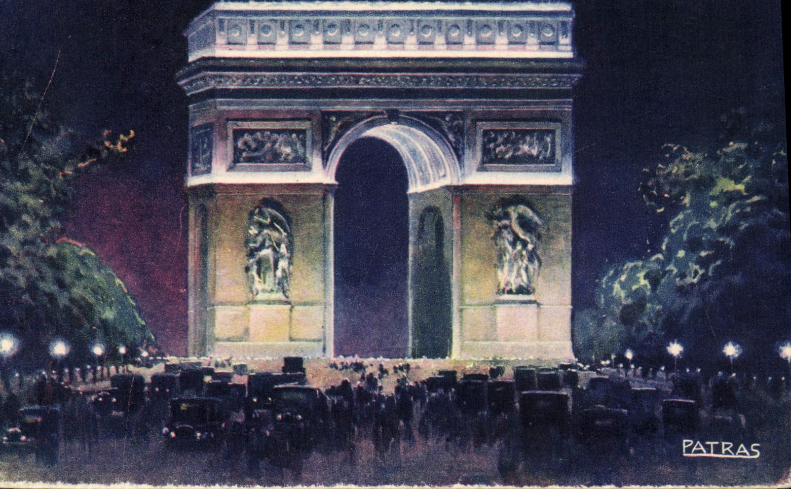 CPA Paris la Nuit Illuminations de l'Arc de Triomphe 