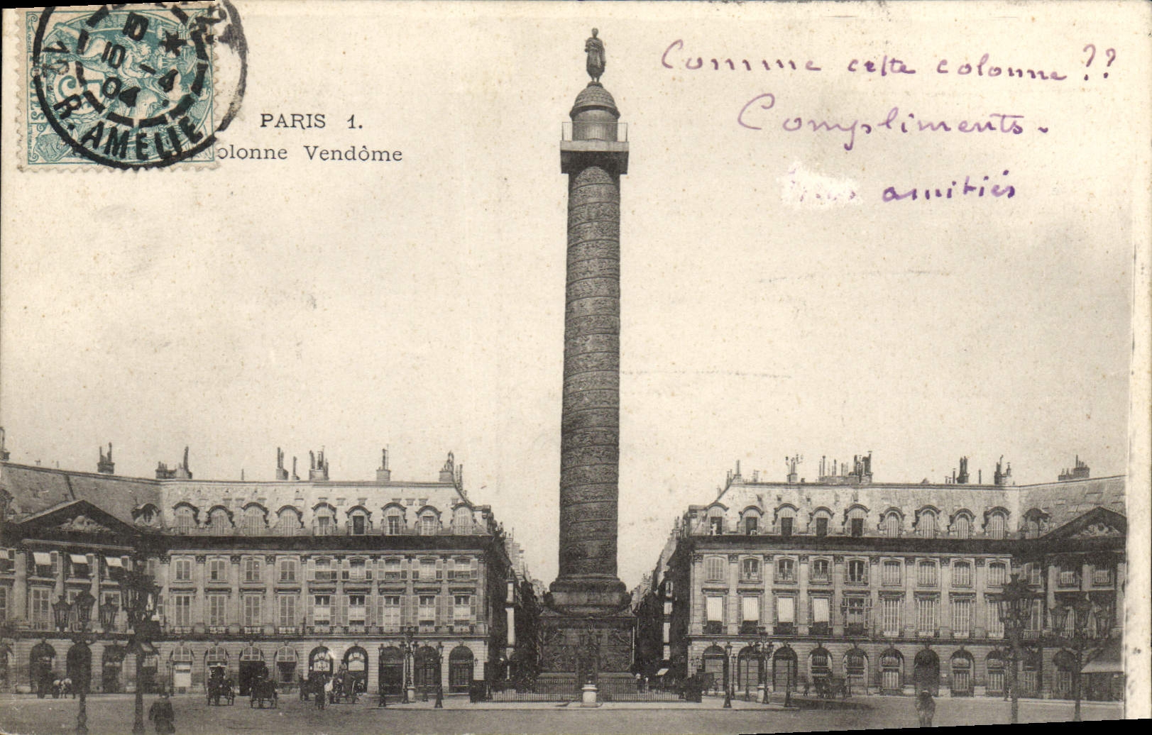 CPA Paris Colonne Vendome