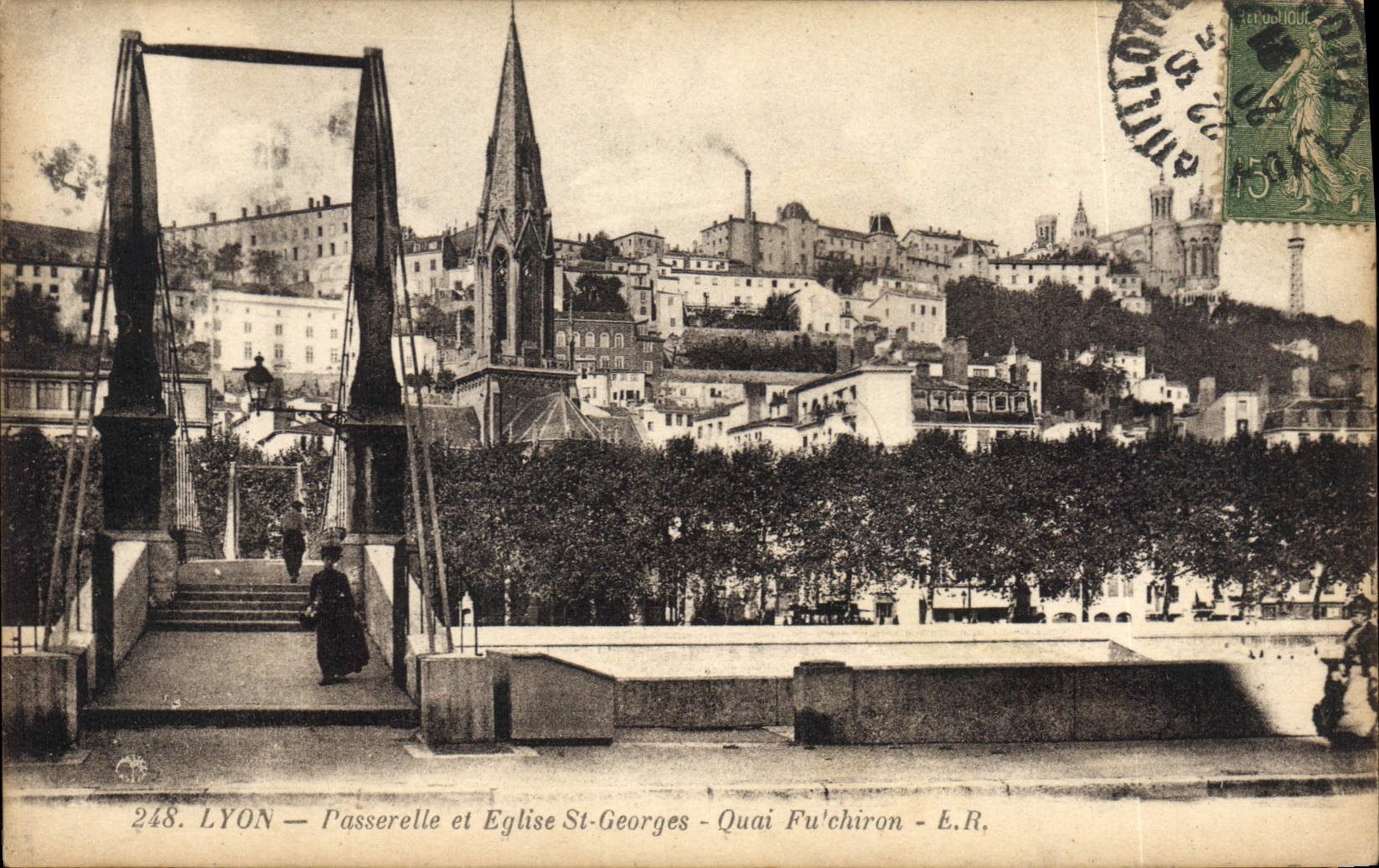 CPA Lyon Passerelle et Eglise St Georges 