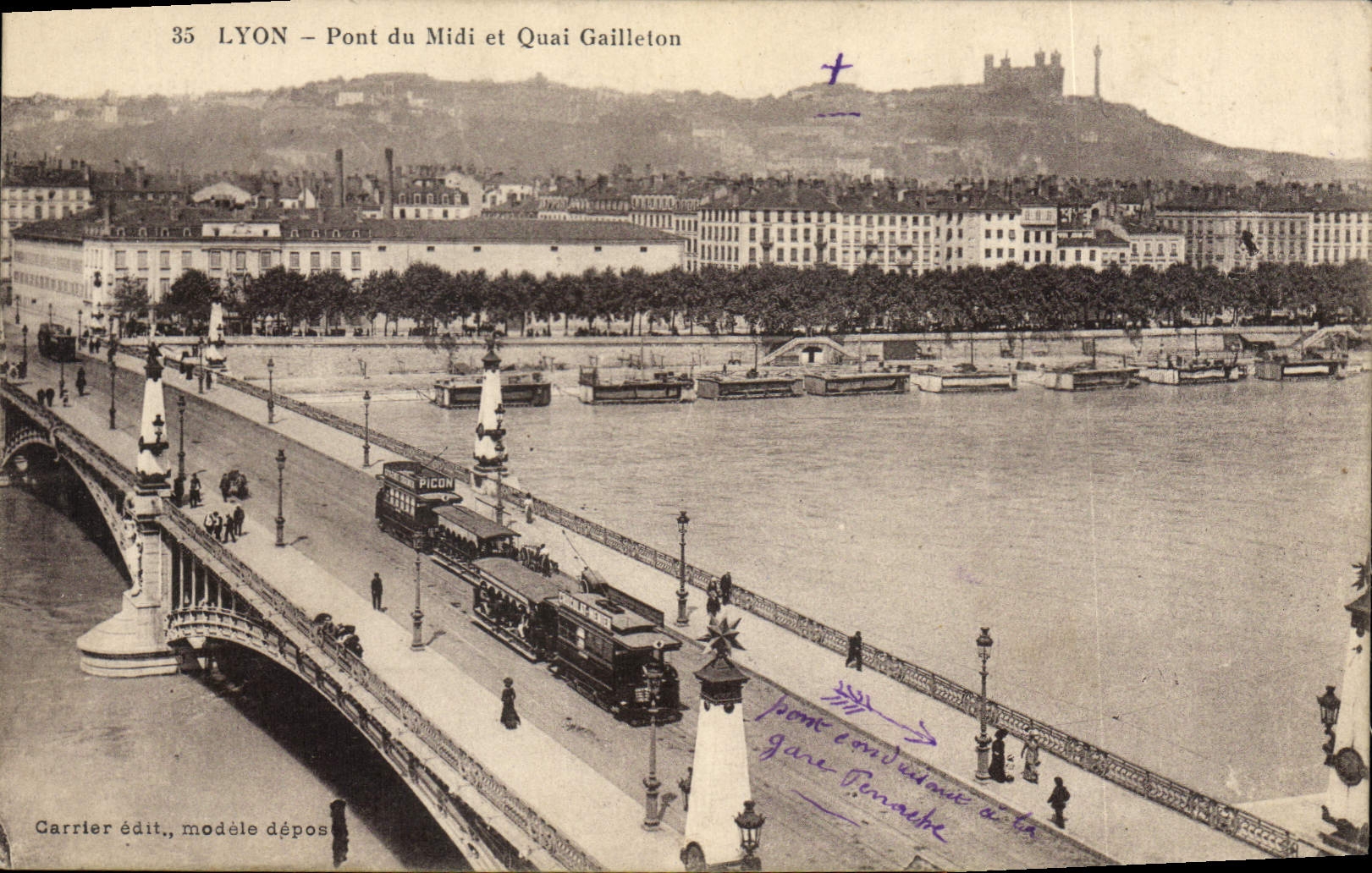 CPA Lyon Pont du Midi et Quai Gailleton 