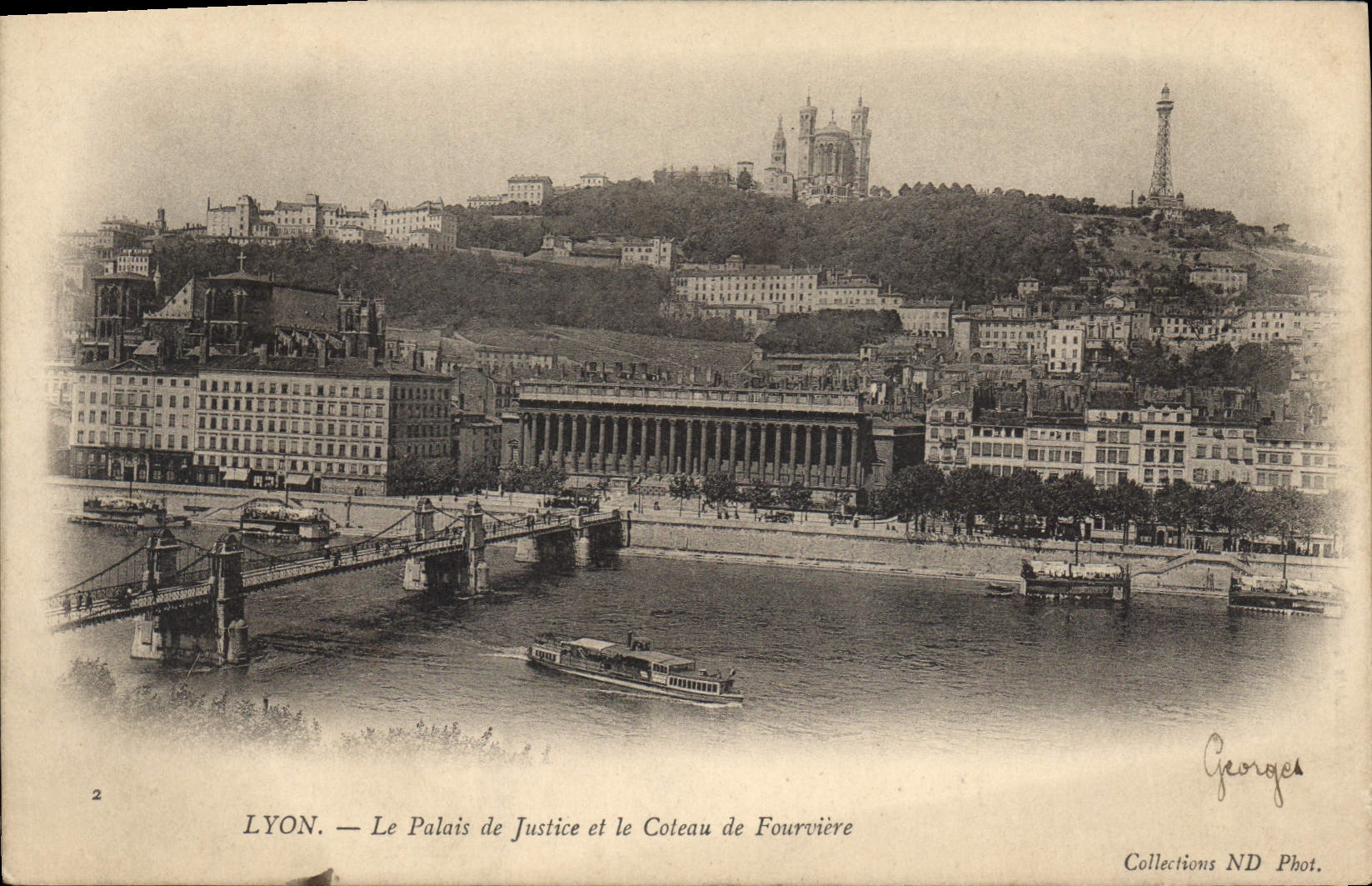CPA Lyon Le Palais de Justice et le Coteau de Fourviere 