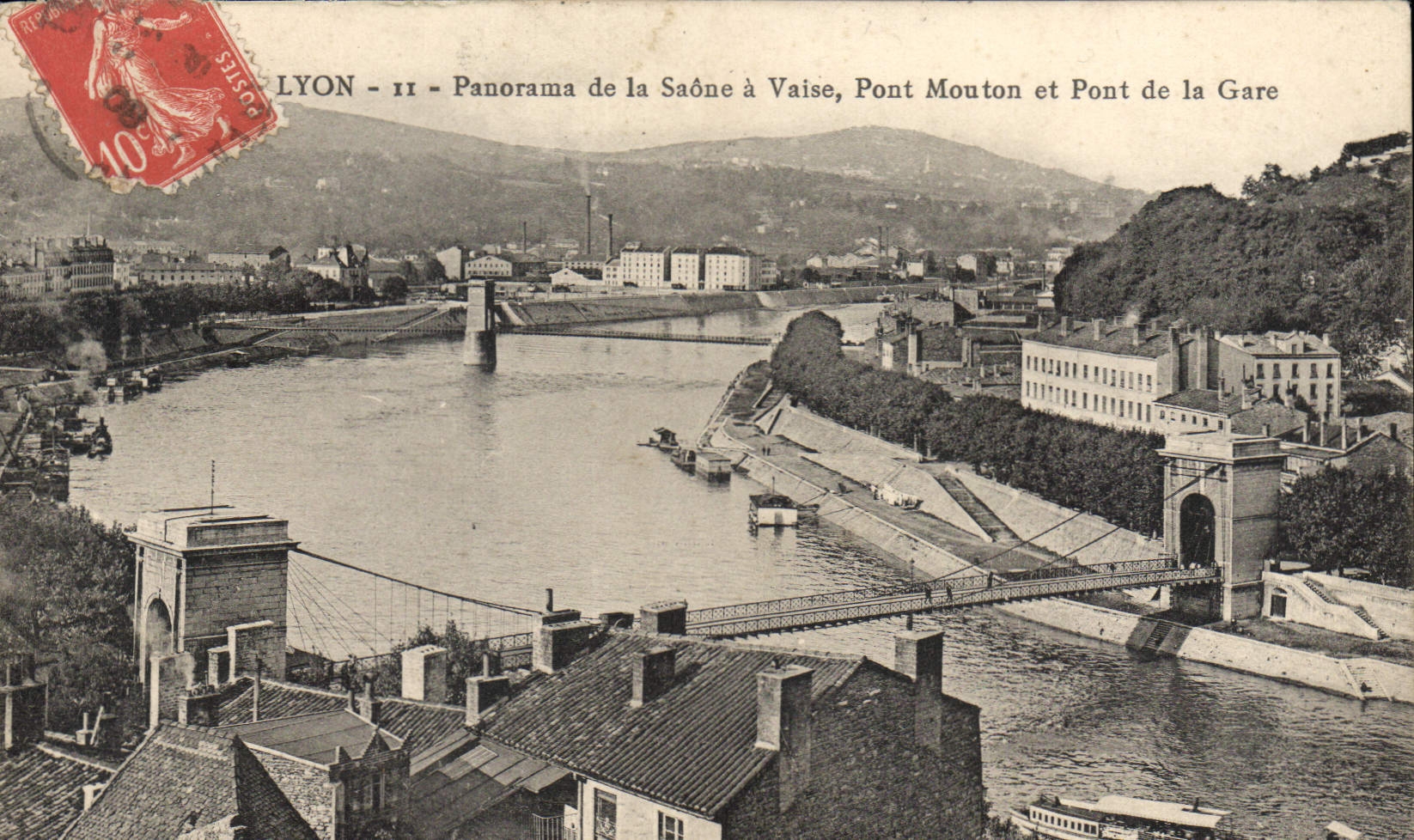 CPA Lyon Panorama de la Saone a Vaise Pont Mouton et Pont de la Gare 
