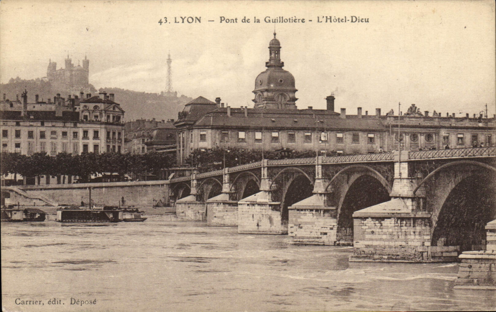 CPA Lyon Pont de la Guillotiere L'Hotel Dieu 