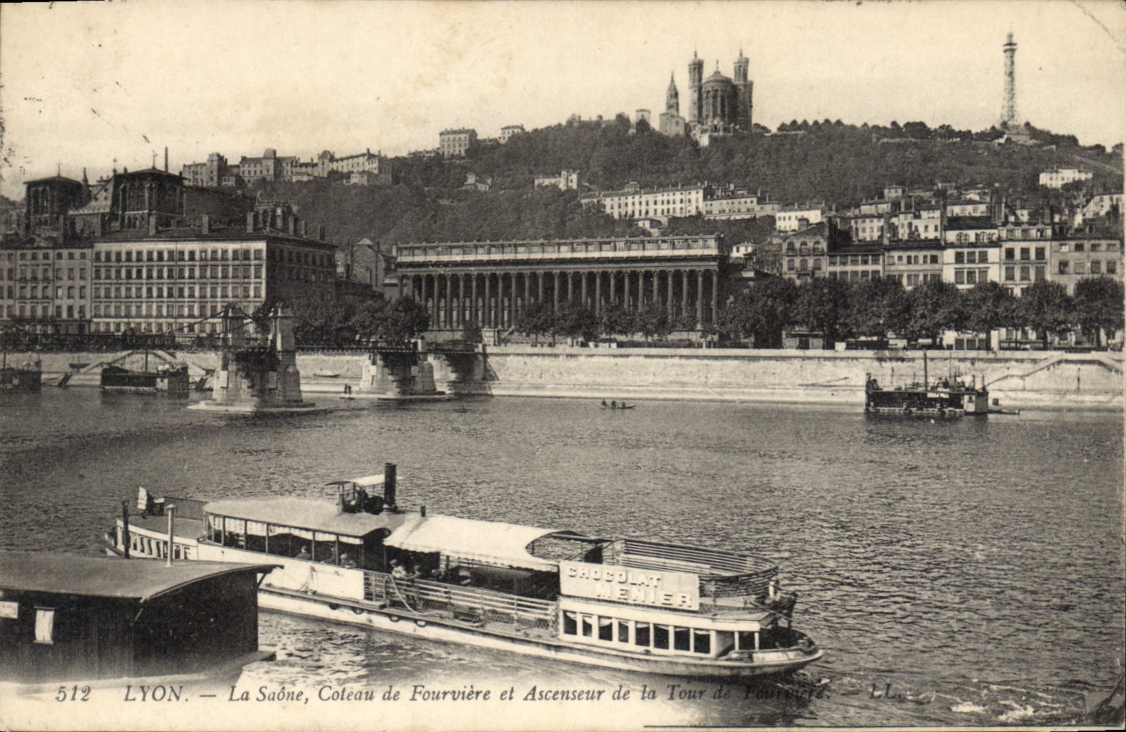 CPA Lyon La Saone Coteau de Fourviere et Ascenseur de la Tour 