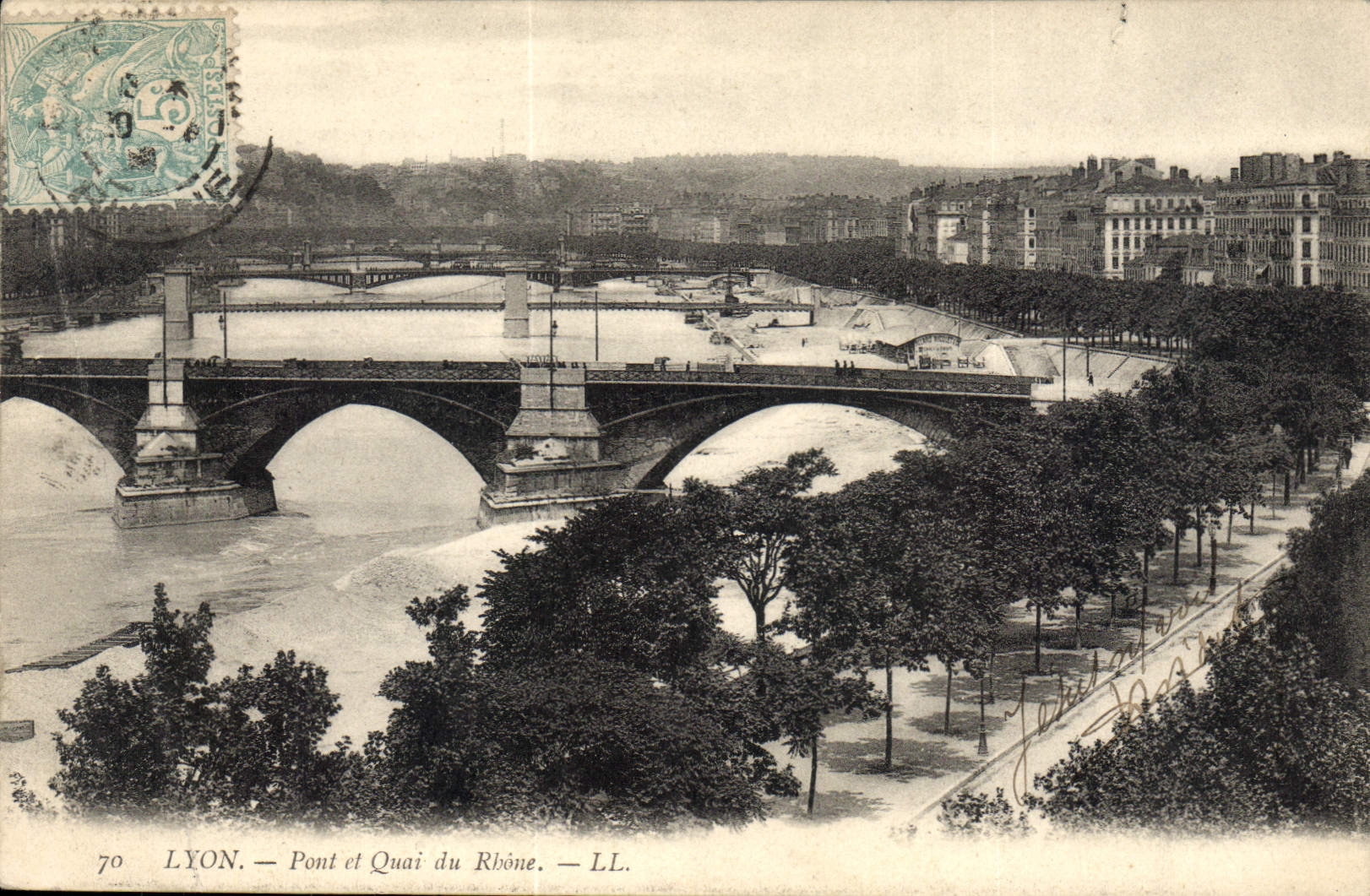 CPA Lyon Pont et Quai du Rhone 