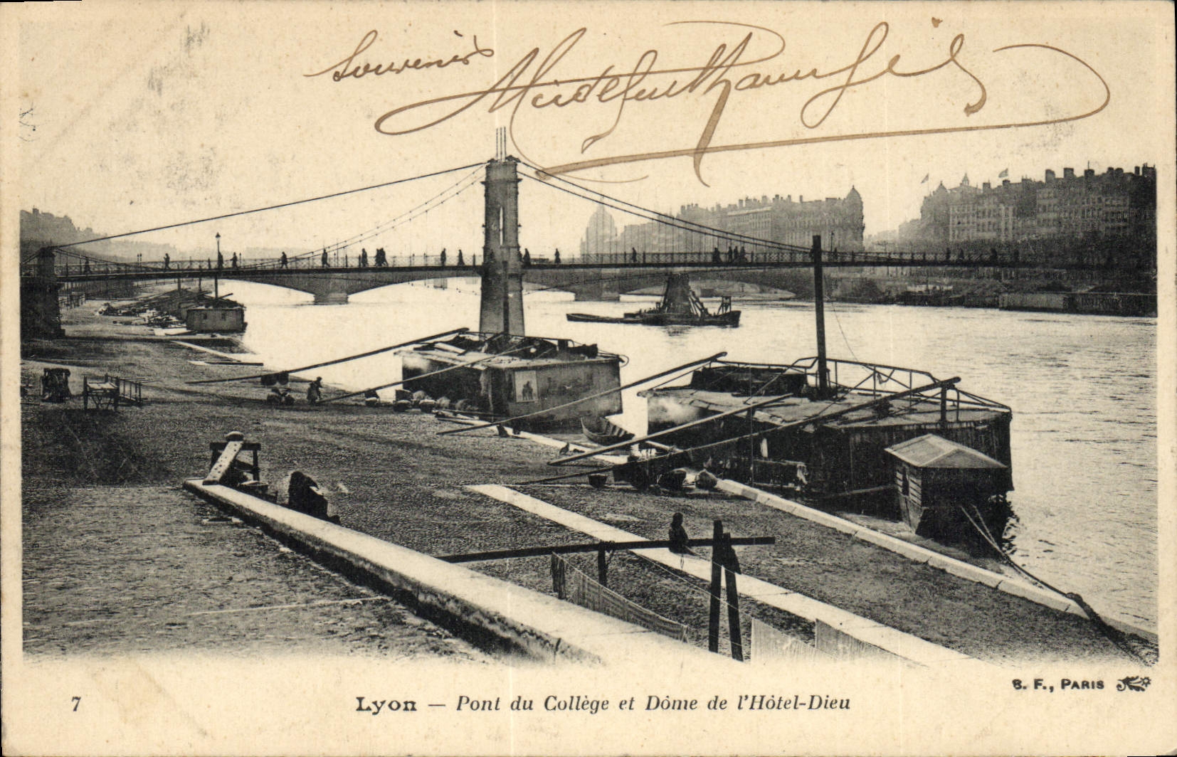 CPA Lyon Pont du College et Dome de l'Hotel Dieu