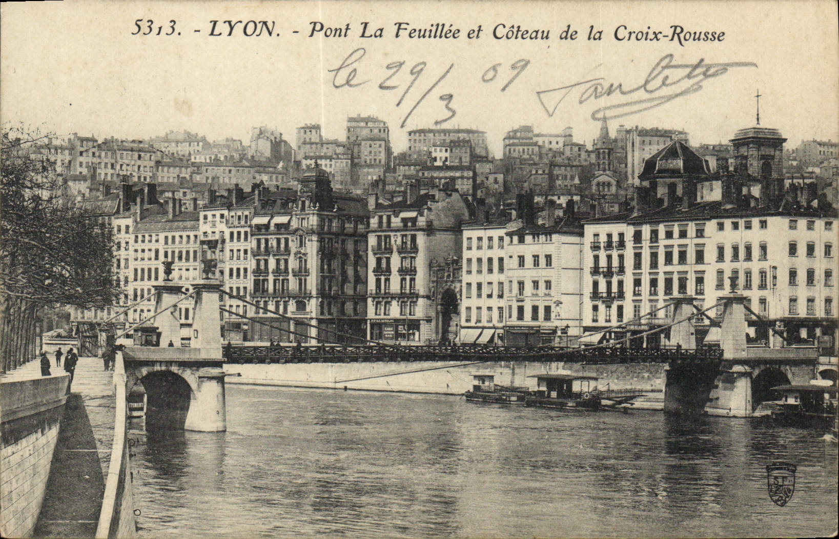 CPA Lyon Pont La Feuillee et Coteau de la Croix Rousse 