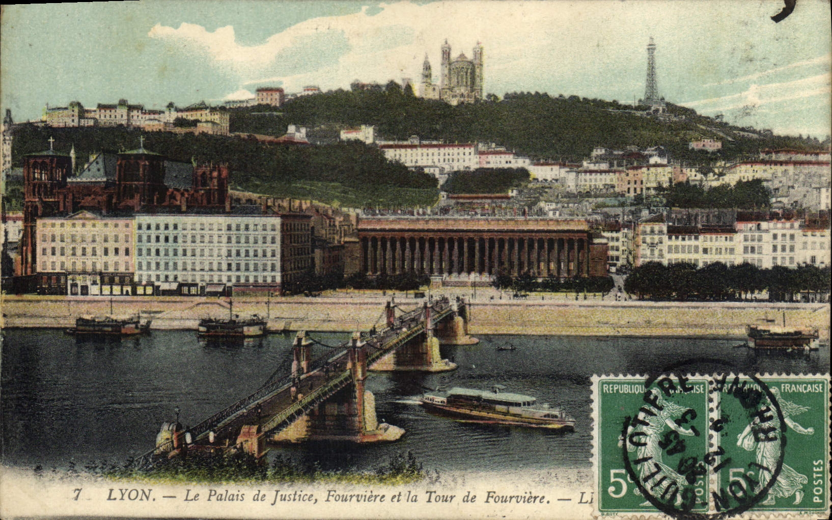 CPA Lyon Le Palais de Justice Fourviere et la Tour de Fourviere 
