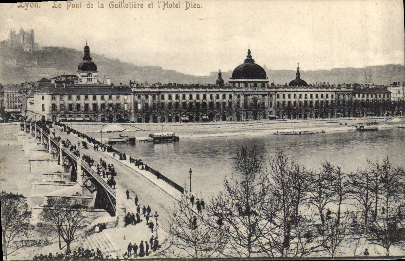 CPA Lyon Le Pont de la Guilloriere et l'Hotel Dieu 