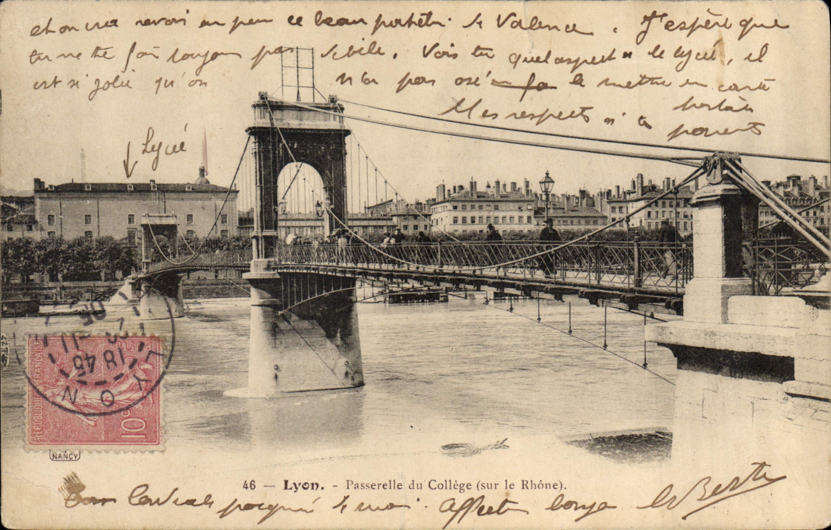 CPA Lyon Passerelle du College sur le Rhone 