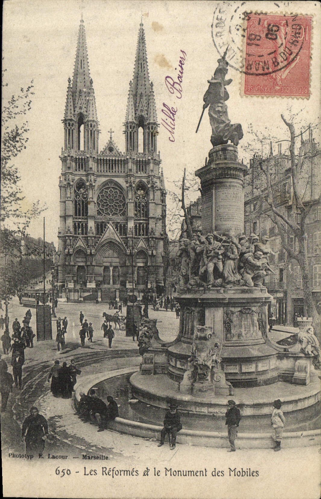CPA Marseille Les Reformes et le Monument des Mobiles 