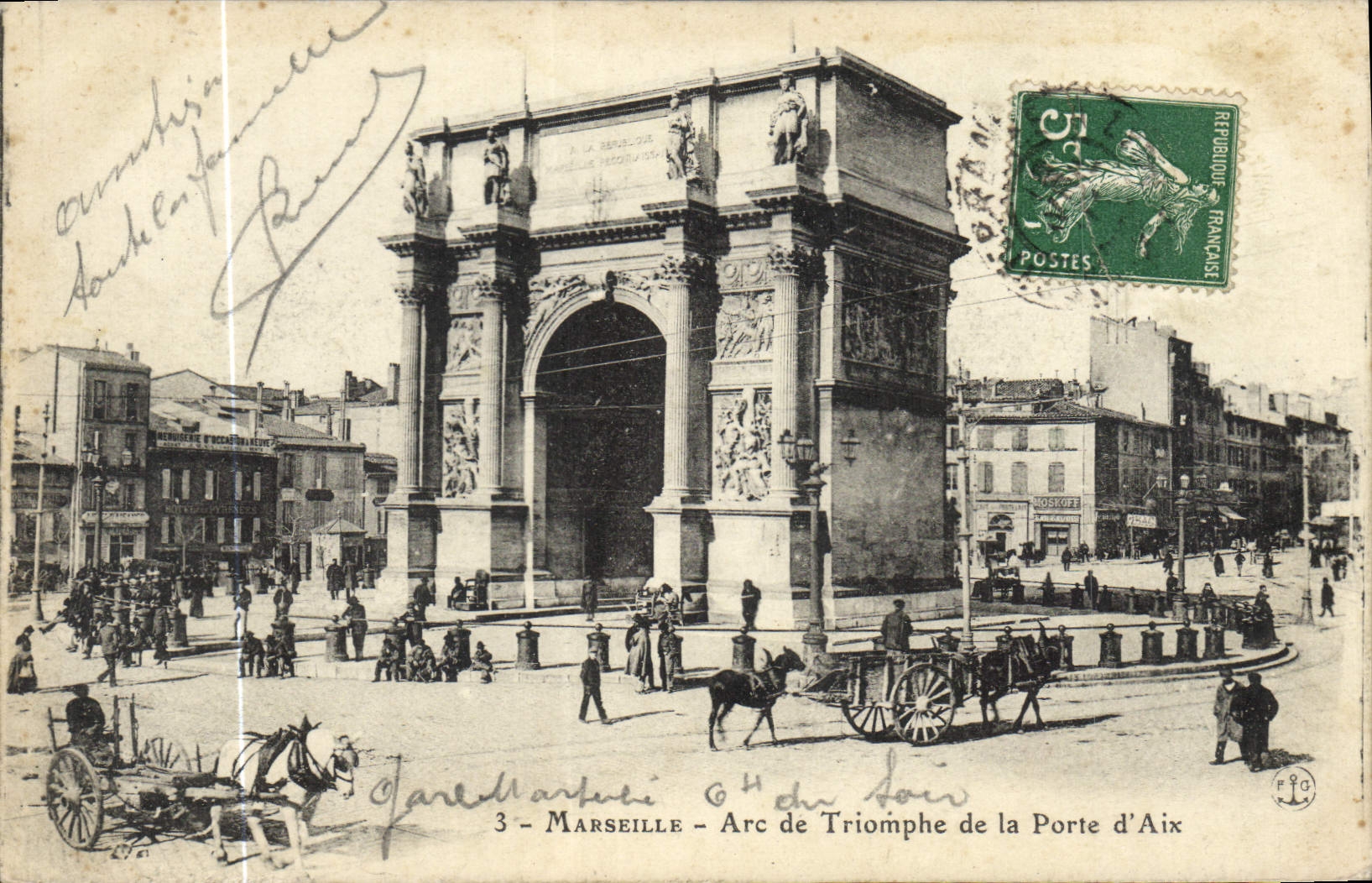 CPA Marseille Arc de Triomphe de la Porte d'Aix 
