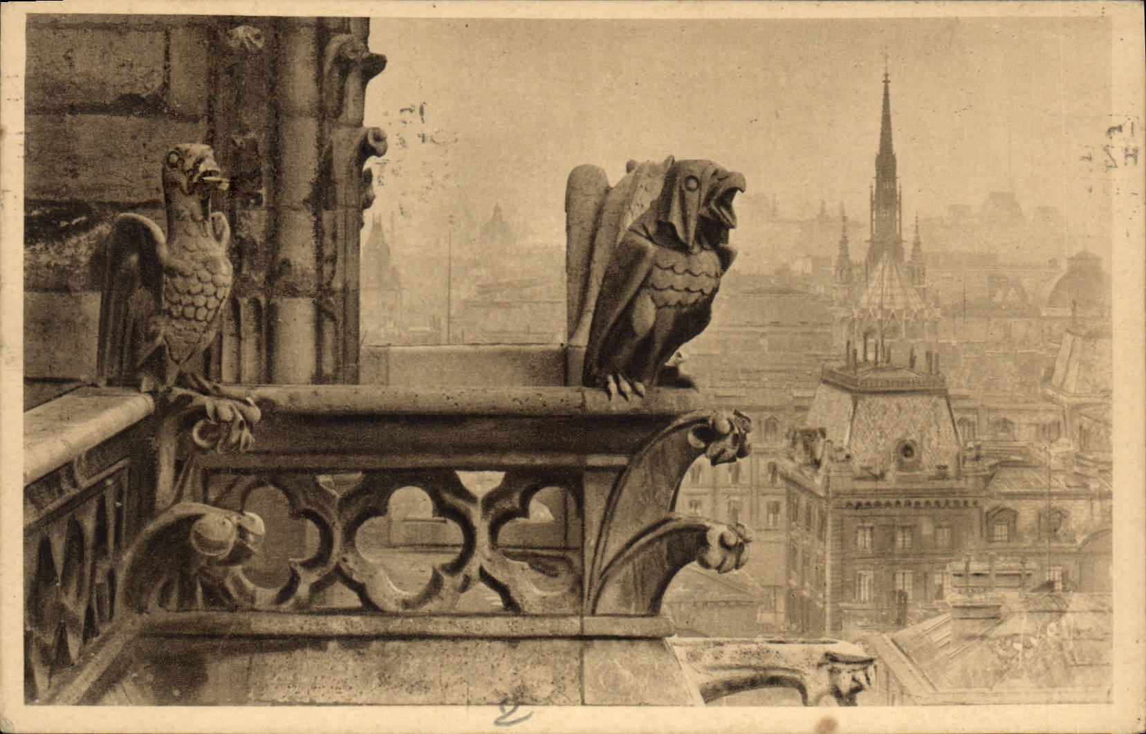 CPA Paris Notre Dame de Paris Detail de la Facade Nord