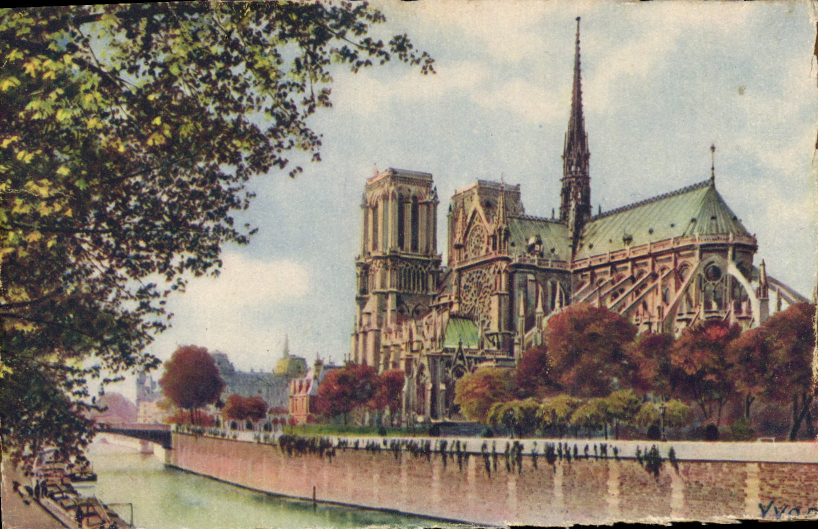 CPA Paris Notre Dame et le Square de l'Archeveche 