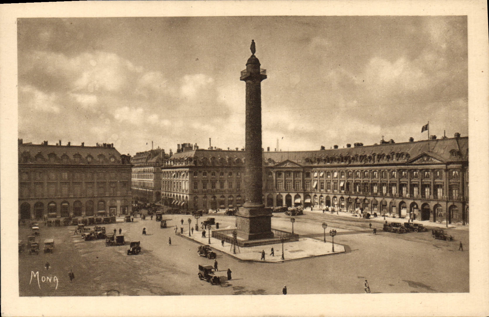 CPA Le Petits Tableaux de Paris La Place et la Colonne Vendome Entourees de maisons Construites sur 