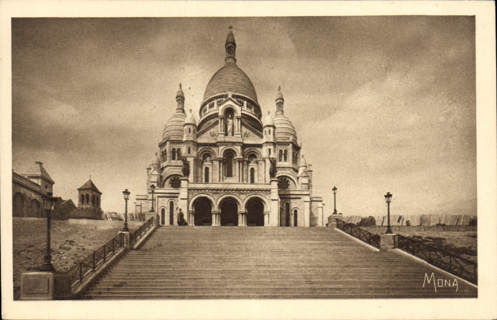 CPA Les Petits Tableaux de Paris La Basilique du Sacre Coeur a Montmartre Ceuvre de L Magne