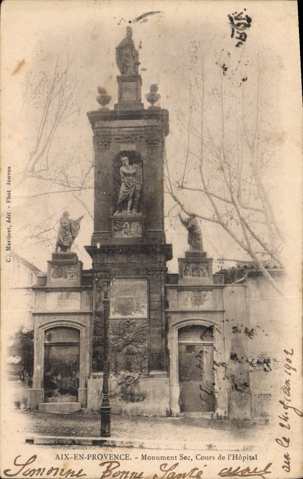 CPA Aix en Provence Monument Sec Cours de l'Hopital 