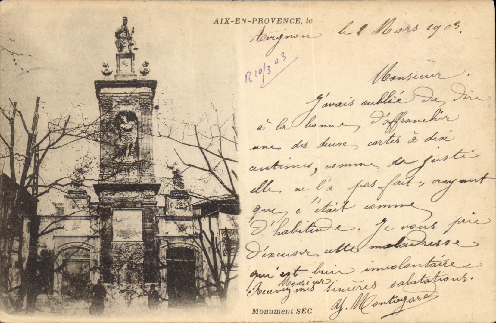CPA Aix en Provence Monument Sec