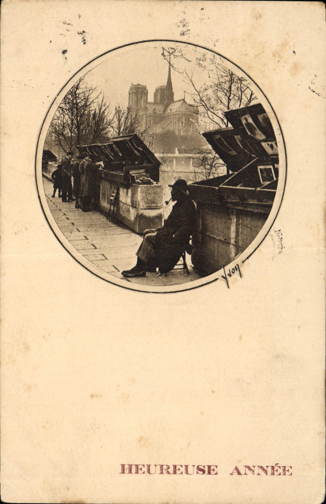 CPA Heureuse Annee Paris Le Bouquiniste du Quai de la Tournelle