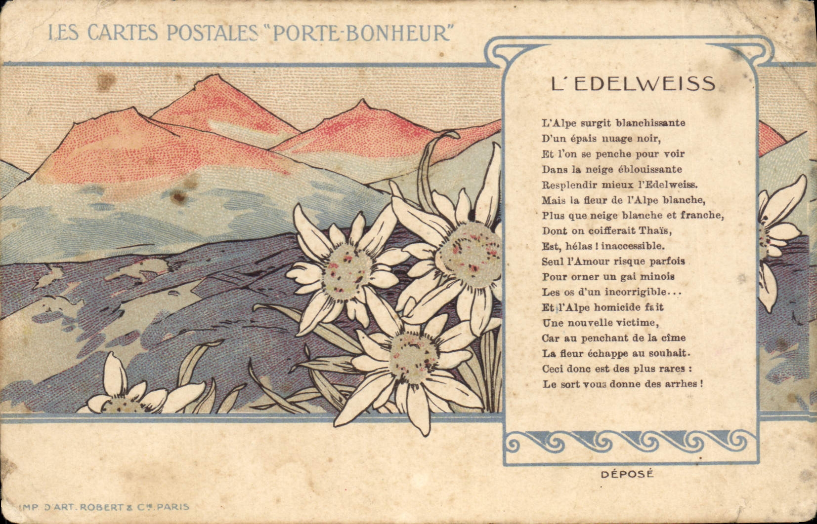 CPA Les Cartes Postales Porte Bonheur Edelweiss Fleurs