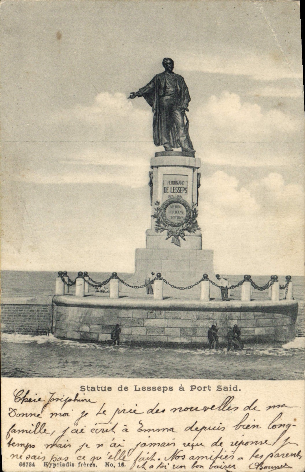 CPA Statue de Lesseps a Port Said 