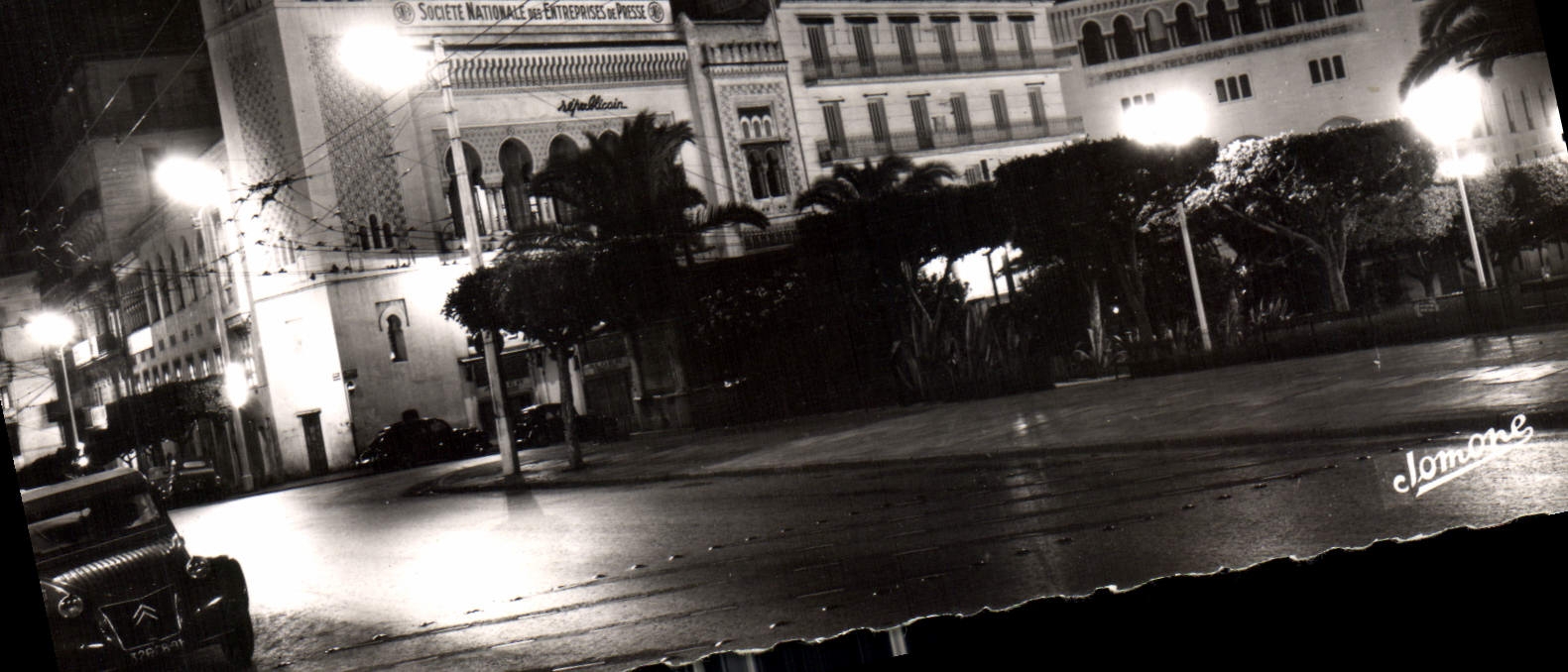 CPA Alger la Nuit L'Avenue Pasteur et la Poste