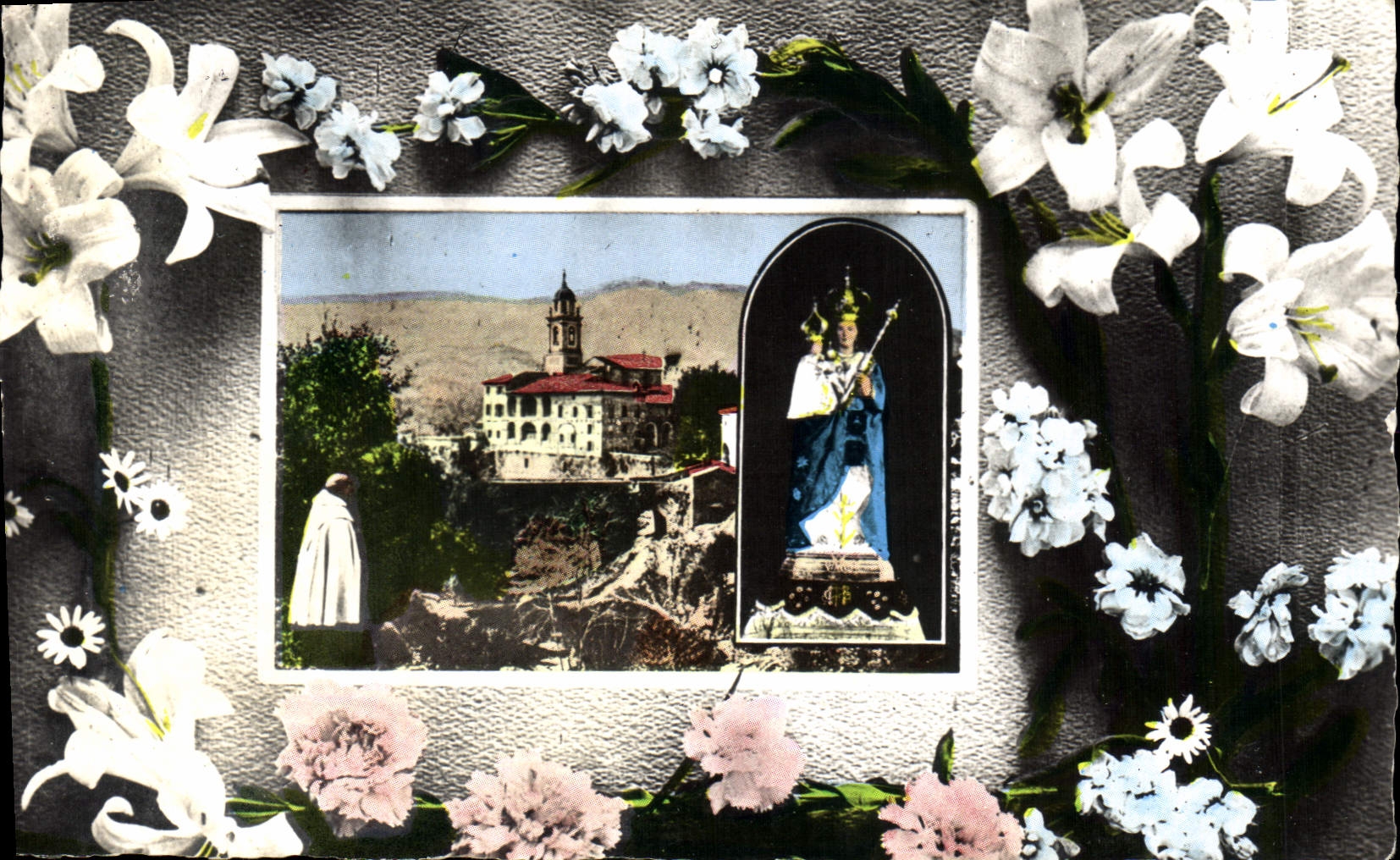 CPA De Notre Dame de Laghet Recevez ces Fleurs